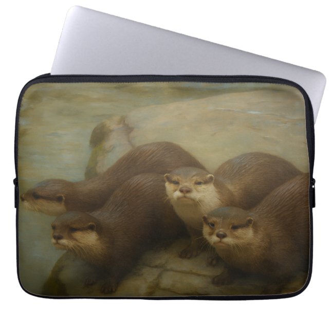 Otter Quartet - Spelande bild av vilda djur och vä Laptop Fodral (Framsidan)