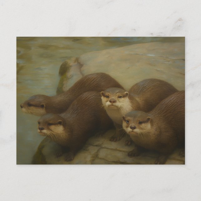 Otter Quartet - Spelande bild av vilda djur och vä Vykort (Framsida)