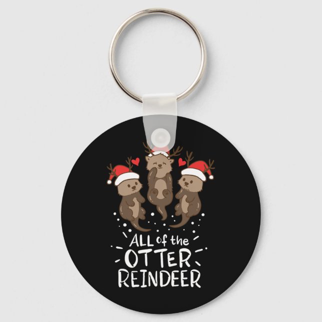 Otter Reindeer Hjort jul Julafton Gift presenterat Nyckelring (Framsida)