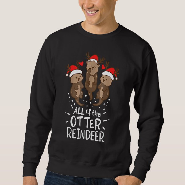 Otter Reindeer Hjort jul Julafton Ugly Sweater Ap Lång Ärmad Tröja (Framsida)