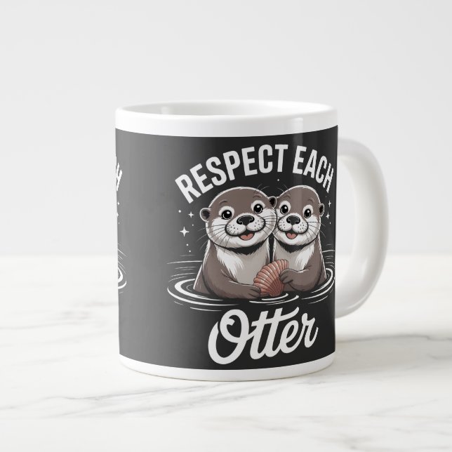 Otter Respect Each Other Funny Jumbo Mugg (Framsida höger)