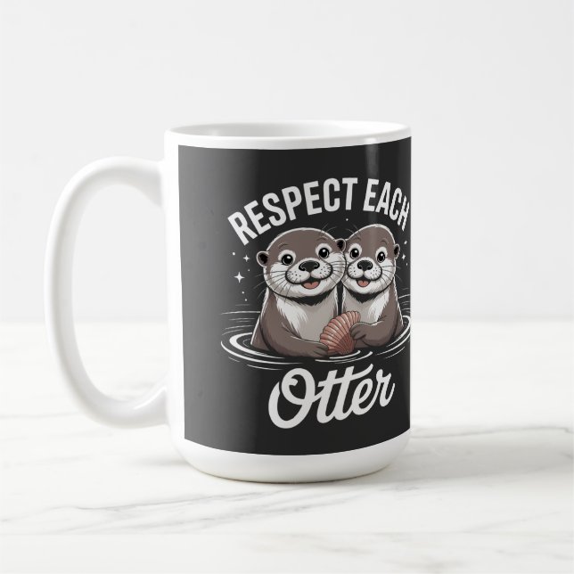 Otter Respect Each Other Funny Kaffemugg (Vänster)