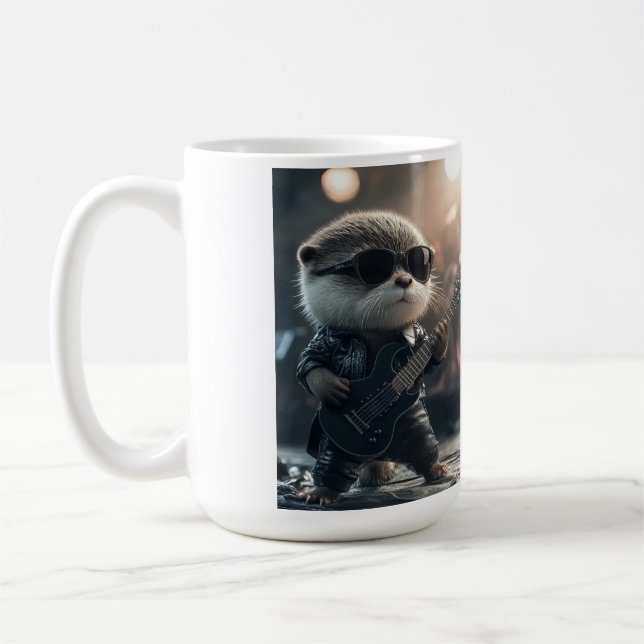 Otter Rockstjärna Sunglass Guitar Spelar Mugg (Vänster)