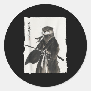 Otter Samurai Janpanese Vintage Warrior Art Anime Runt Klistermärke