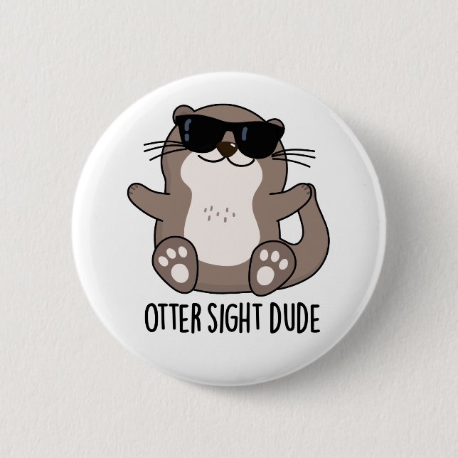 Otter Sight Boy Funny Animal Pun Knapp (Framsida)