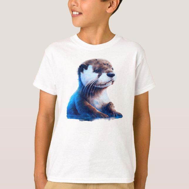 Otter Sitta i Vatten T Shirt (Framsida)