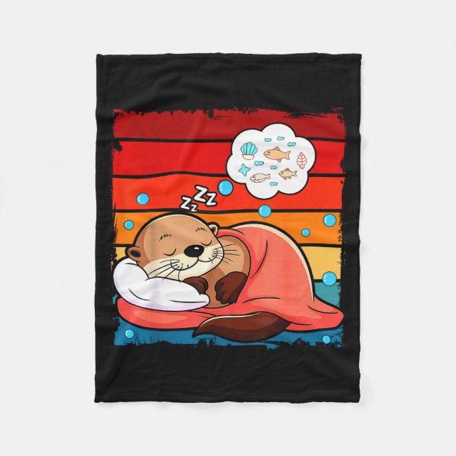 Otter Sleeng Animal Pajamas Nap Pjs Outfit Sea Ott Fleecefilt (Framsidan)