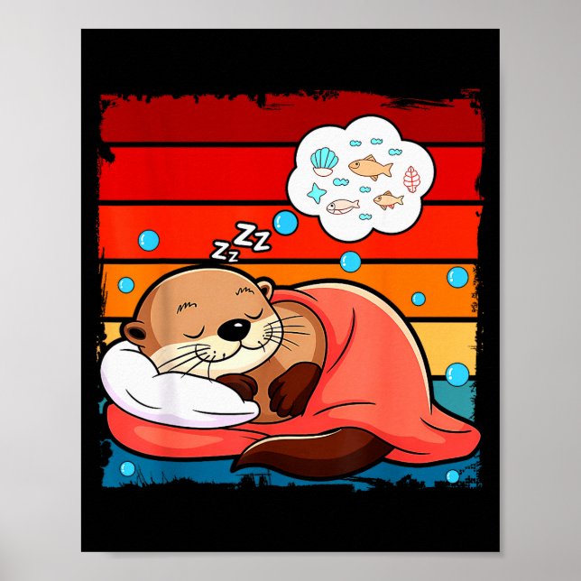 Otter Sleeng Animal Pajamas Nap Pjs Outfit Sea Ott Poster (Framsidan)