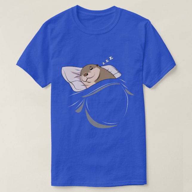 Otter Sleeping Animal Nap Napping Slumber T Shirt (Design framsida)