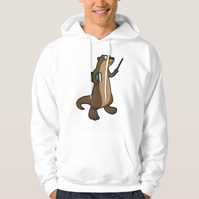 Otter som lärare med Bok och pekare Hoodie (Framsida)