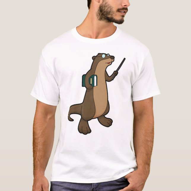 Otter som lärare med Bok och pekare T Shirt (Framsida)