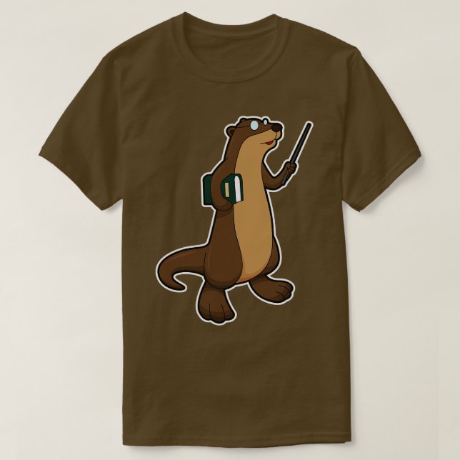 Otter som lärare med Bok-pekare T Shirt (Design framsida)