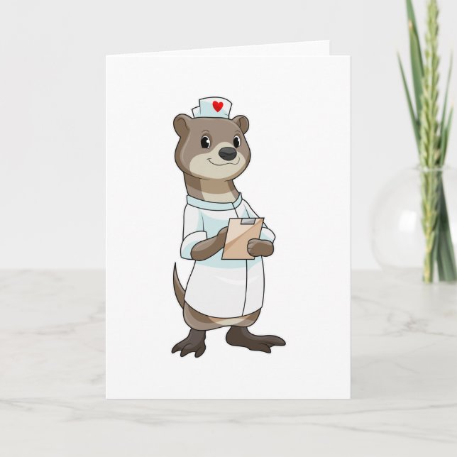 Ötter som sjuksköterska med hjärta kort (Framsida)