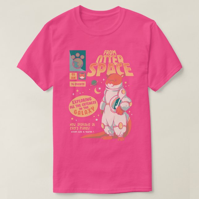 Otter Space Astronaut Andra Tecknader av grovhet G T Shirt (Design framsida)