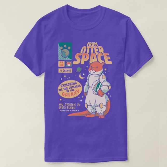 Otter Space Astronaut Andra Tecknader av grovhet G T Shirt (Design framsida)