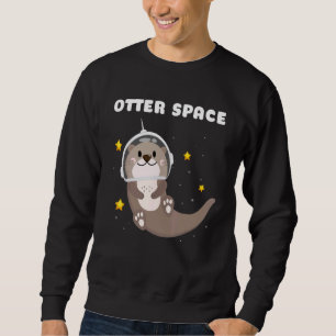 Otter Space Astronaut Astronomy Science Lång Ärmad Tröja