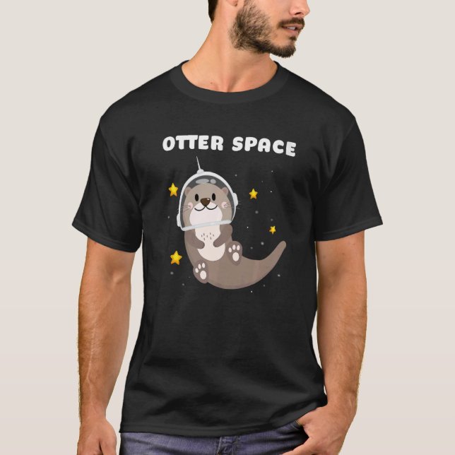 Otter Space Astronaut Astronomy Science T Shirt (Framsida)