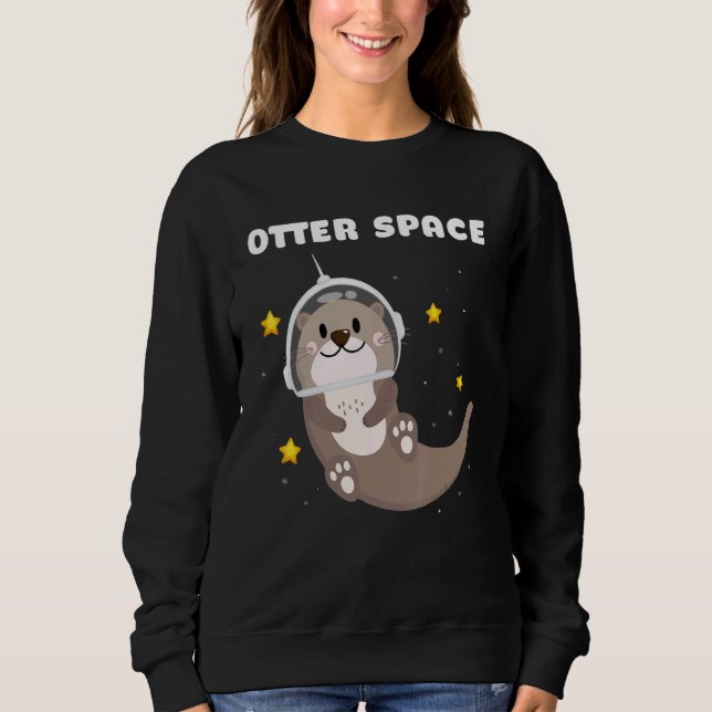 Otter Space Astronaut Astronomy Science T Shirt (Framsida)