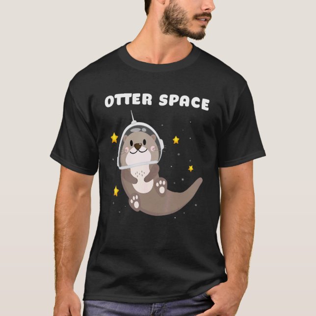 Otter Space Astronaut Astronomy Science T Shirt (Framsida)