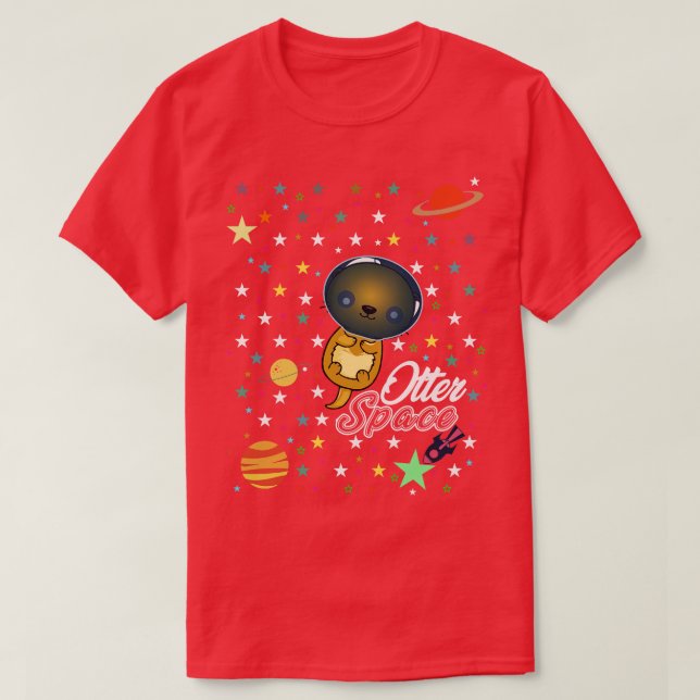 Otter Space Astronaut Galaxy Otter Älskare T Shirt (Design framsida)