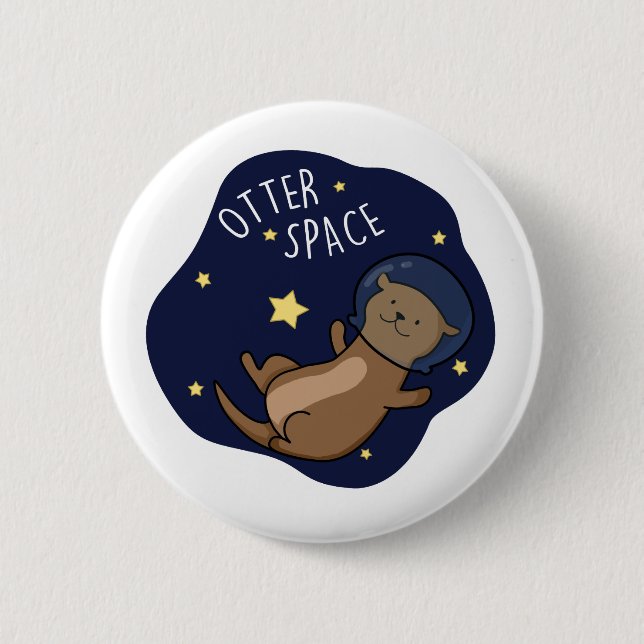 Otter Space Funny Astronaut Otter Pun Knapp (Framsida)