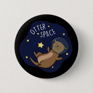 Otter Space Funny Astronaut Otter Pun Mörk BG Knapp