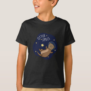 Otter Space Funny Astronaut Otter Pun Mörk BG T Shirt