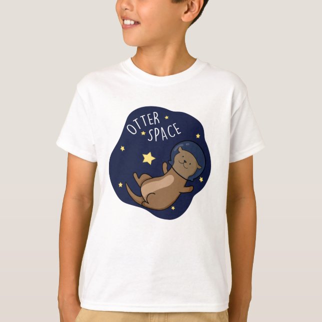 Otter Space Funny Astronaut Otter Pun T Shirt (Framsida)