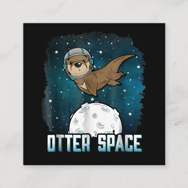 Otter Space| Litet Otter Space Animal Fyrkantigt Visitkort (Framsida)