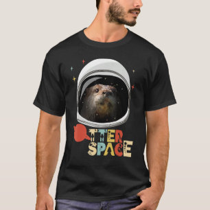 Otter Space Rymden Astronaut Helmet Planets T Shirt