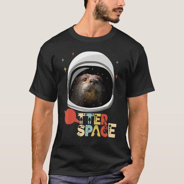 Otter Space Rymden Astronaut Helmet Planets T Shirt (Framsida)