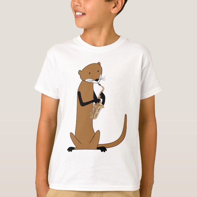 Otter Spela saxofone T Shirt (Framsida)
