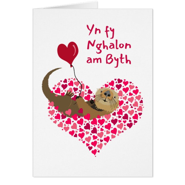 Otter St. Dwynwens dag Yn fy Nghalon am Byth Hälsningskort (Framsidan)
