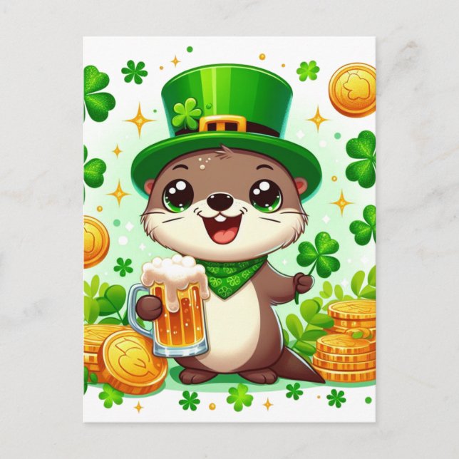 Otter, St. Patricks Day Vykort (Framsida)