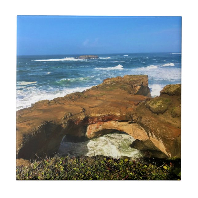 Otter Sten vid Djävulen punchbowl State Park, Oreg Kakelplatta (Framsidan)