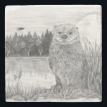 Otter Stenunderlägg<br><div class="desc">Otter från sjö med måne bakom</div>
