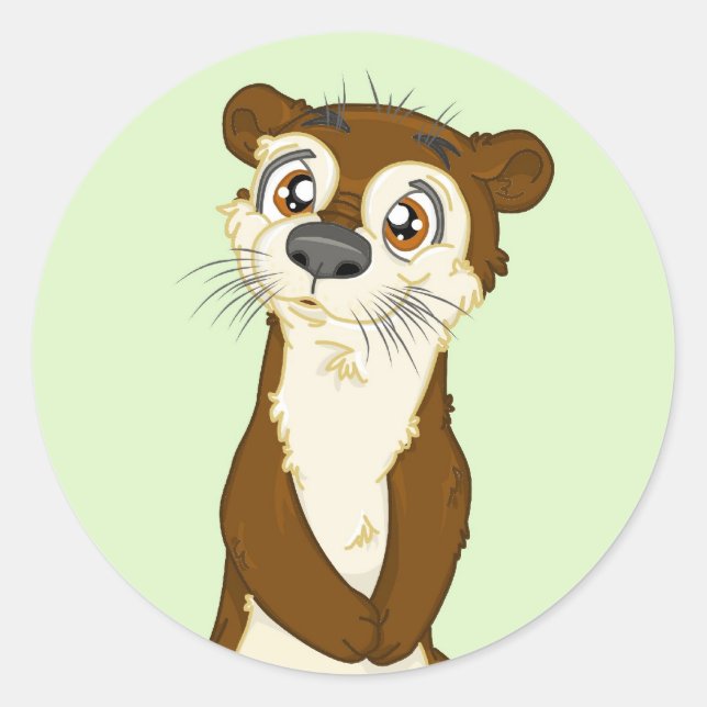 Otter Sticker Runt Klistermärke (Framsida)
