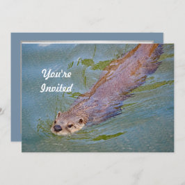 Otter Swimming Wildlife Photo Birthday Inbjudningar