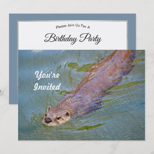 Otter Swimming Wildlife Photo Birthday Inbjudningar