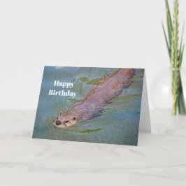 Otter Swimming Wildlife Photo Birthday Kort