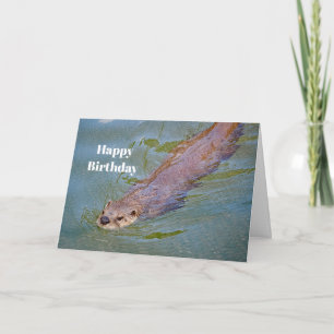 Otter Swimming Wildlife Photo Birthday Kort