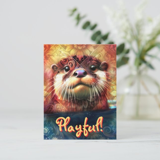 Otter Symbolism Blommigt Solblommor Personlig Vykort (Stående Fram)
