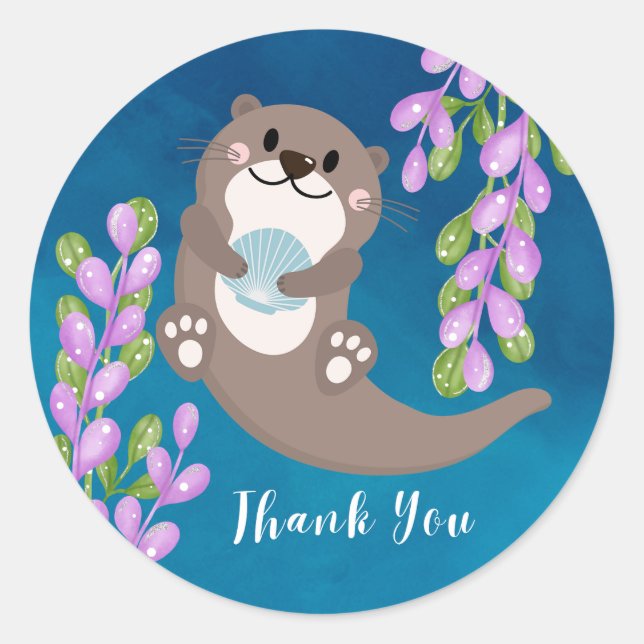 Otter Tack Sticker Runt Klistermärke (Framsida)