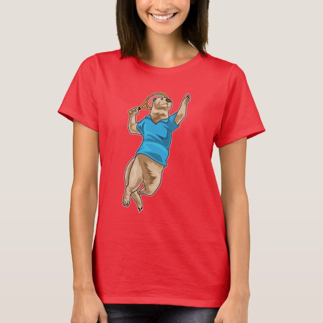Otter Tennis Tennis racket T Shirt (Framsida)