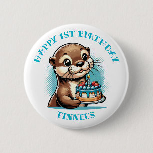 Otter Thmet Posts första födelsedagsdag-Personlig Knapp