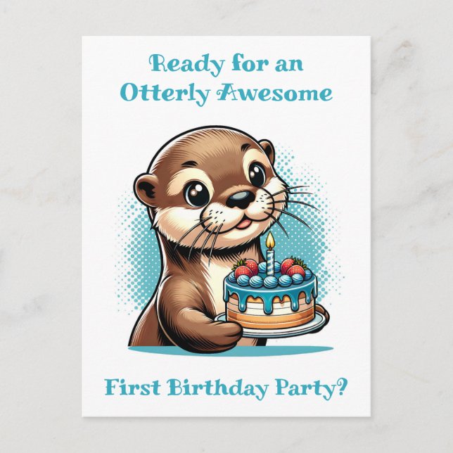 Otter Thmet Poys första Födelsedagsfest Vykort (Framsida)