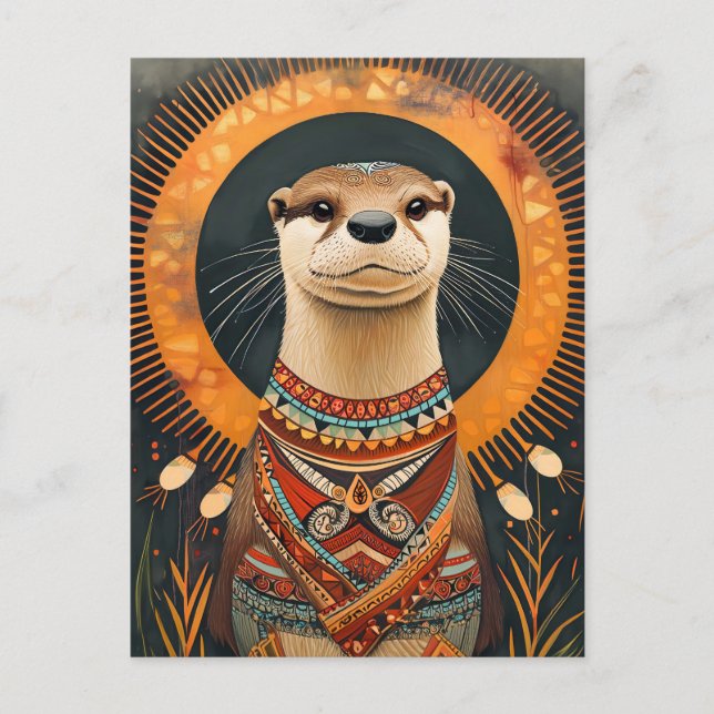 Otter Totem – Playful Deco Spirit Vykort (Framsida)