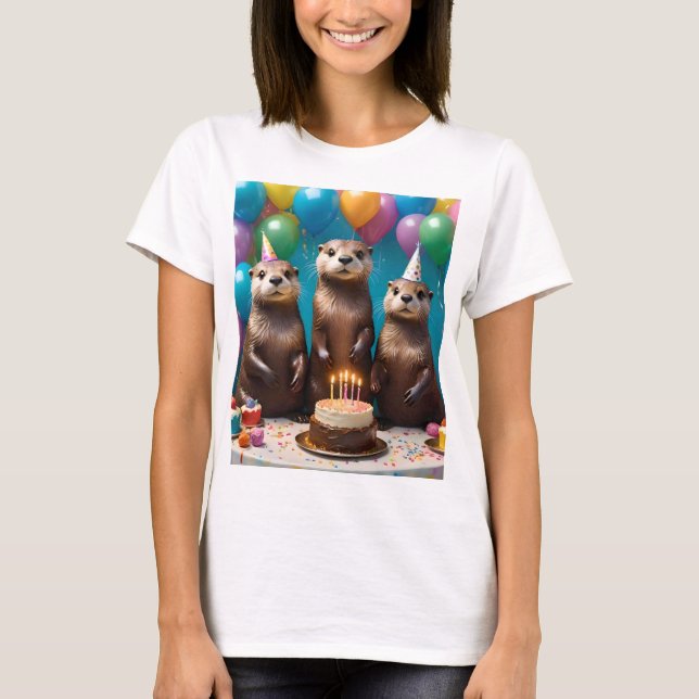 Otter Trillingar Födelsedagsfest,  T Shirt (Framsida)