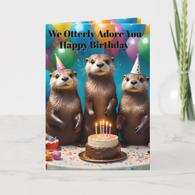 Otter Trillingar Otterligt Förälskade i Dig Födels Kort (Framsida)