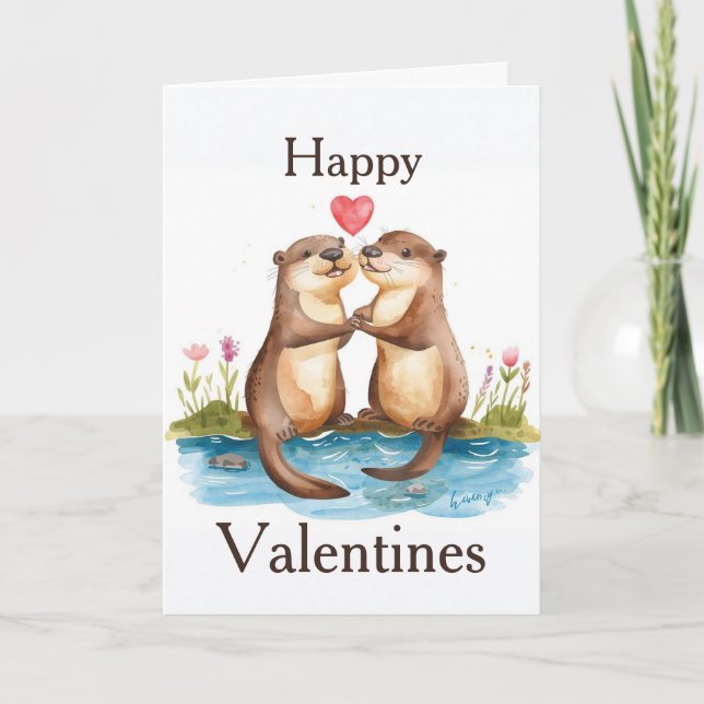 Otter Valentines Day Card Kort (Framsida)